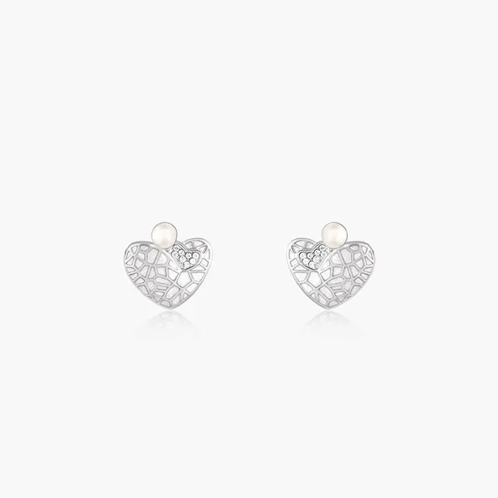 Silver Ethereal Heart Earrings