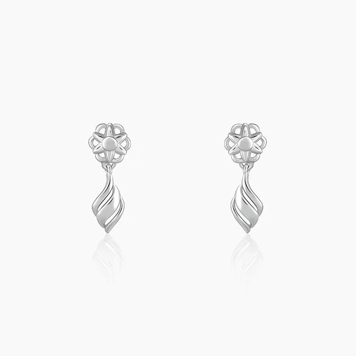 Silver Floral Twist Earrings