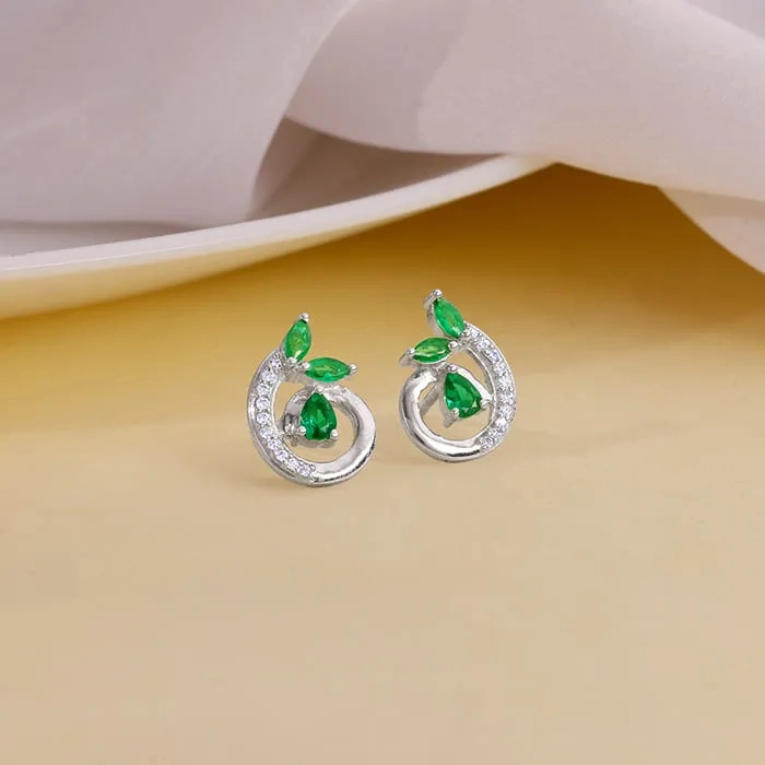 Silver Gracious Leaf Studs