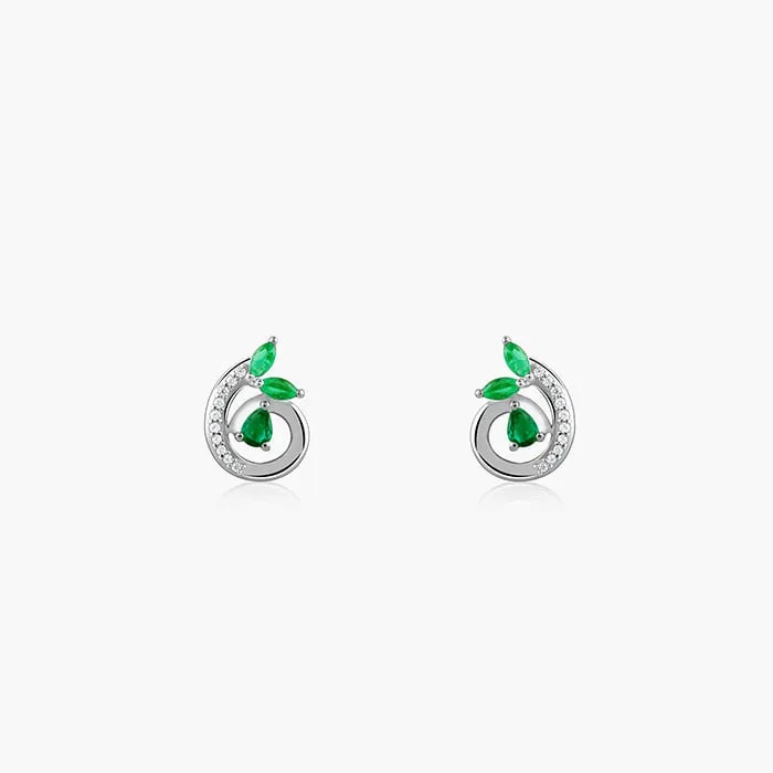 Silver Gracious Leaf Studs