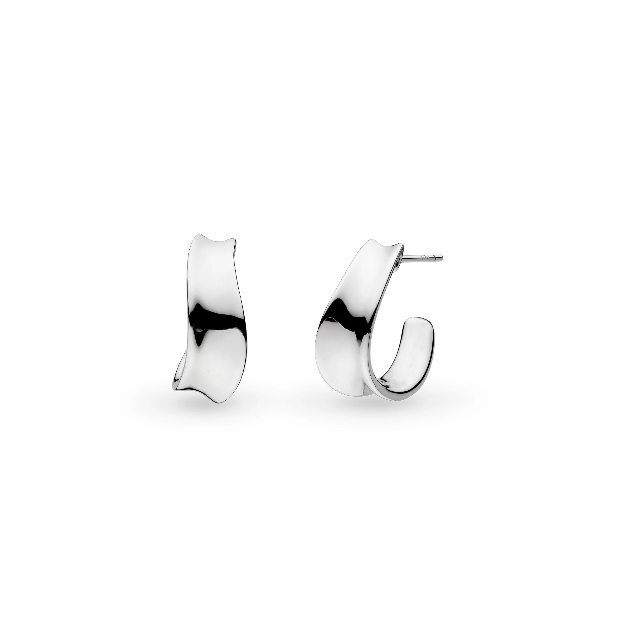 Silver Grande Semi Hoop Stud Earrings