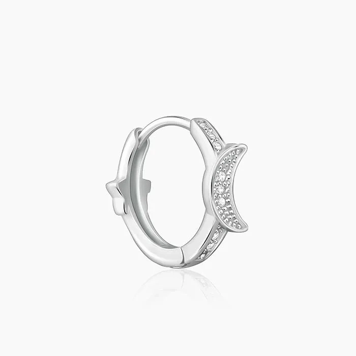 Silver Half Moon Hoop Earrings