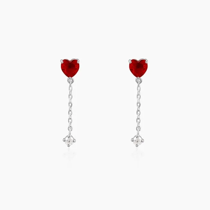 Silver Heart Drop Danglers