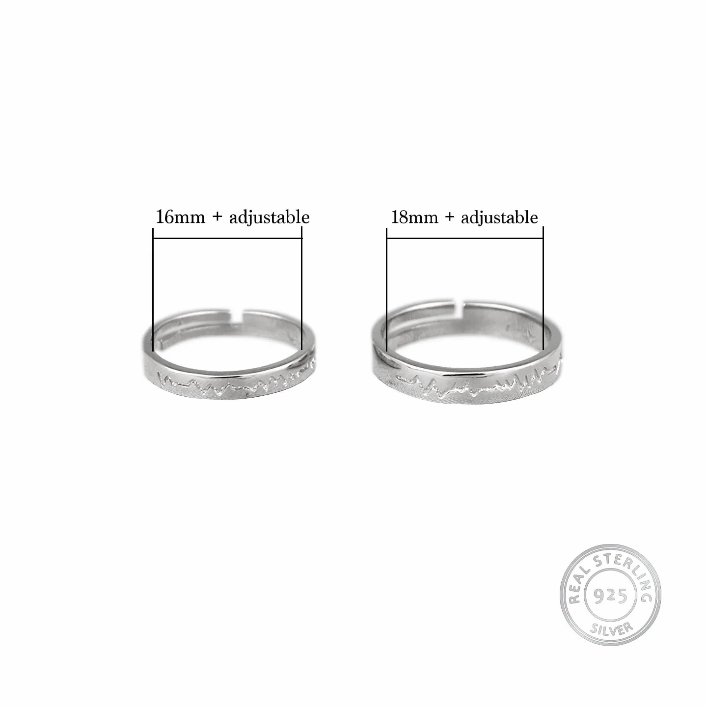Silver Heartbeat Couple Rings