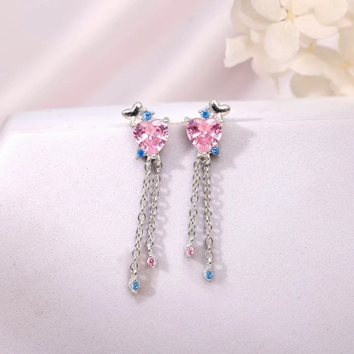 Silver Hearts Dangler Earrings