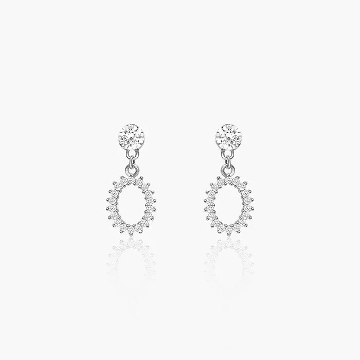 Silver Hollow Zircon Drop Studs