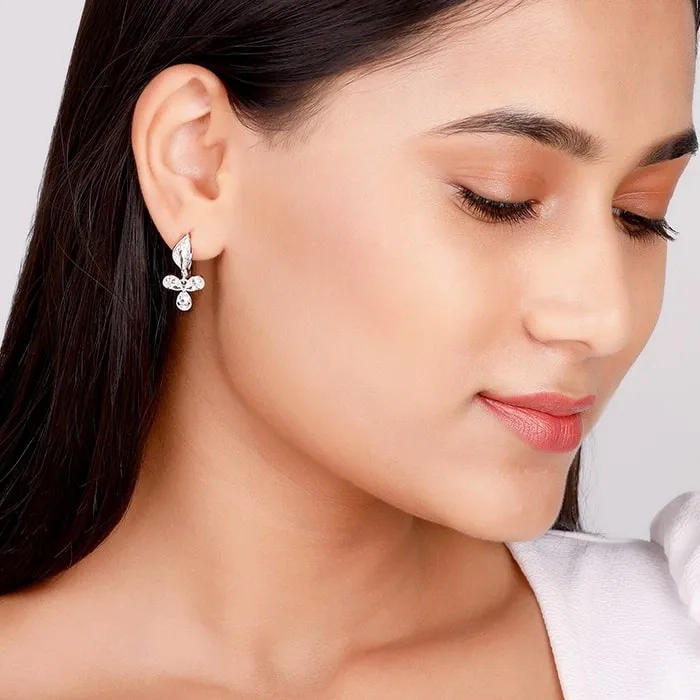 Silver Iris Flower Earrings