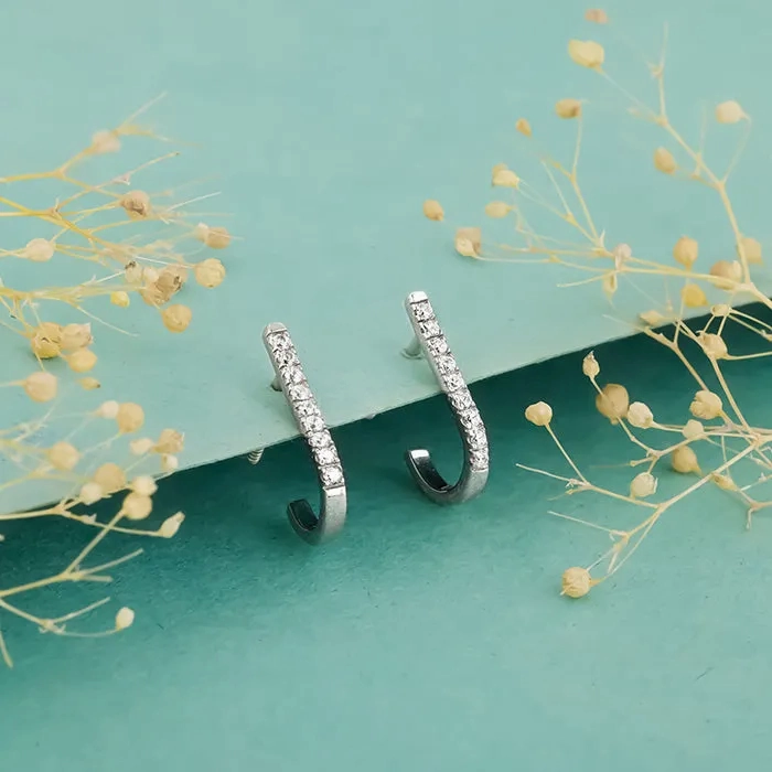 Silver Jazzy Semi-Hoop Earrings