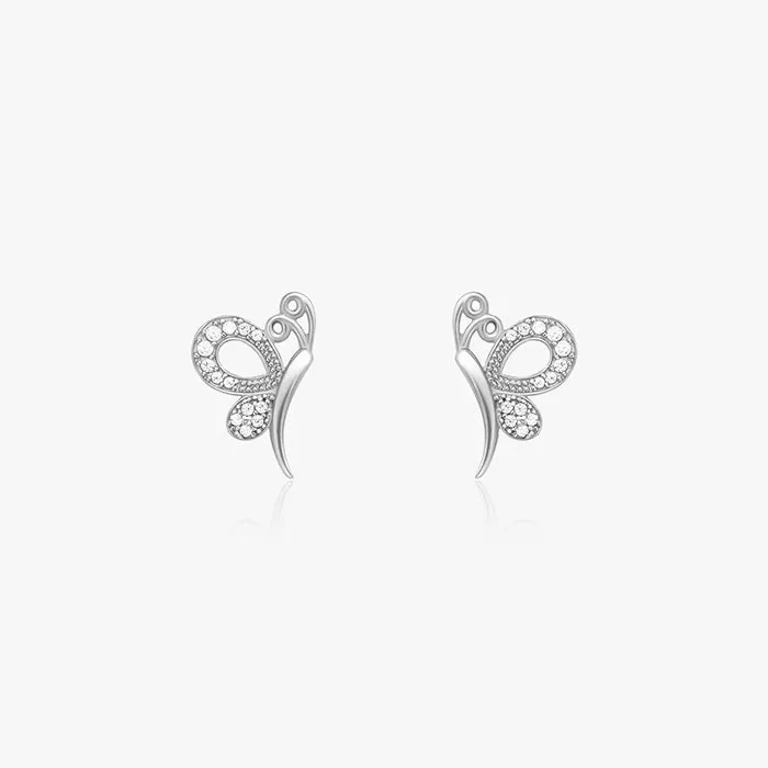 Silver Love Like A Butterfly Studs
