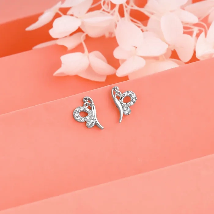 Silver Love Like A Butterfly Studs