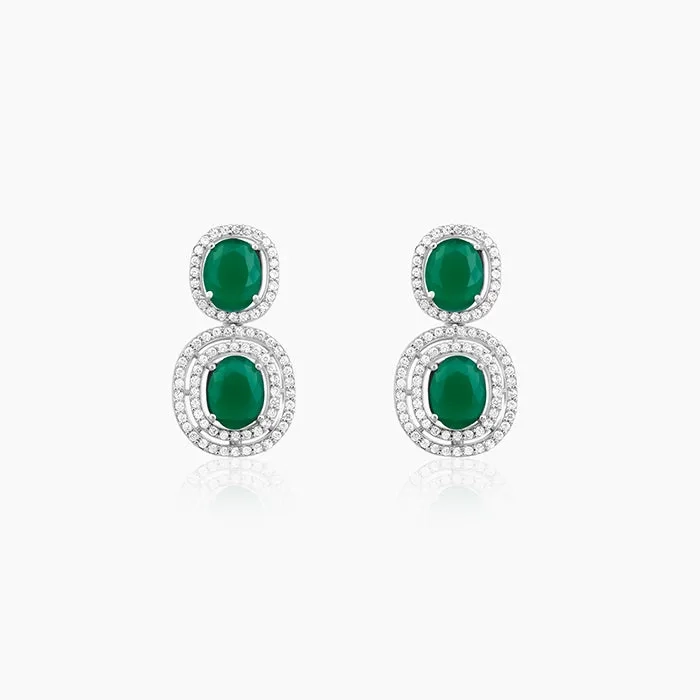 Silver Lovesick Green Earrings