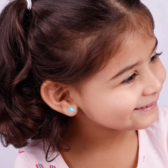 Silver Magic Dolphin Kids Earrings (4-12 yrs)