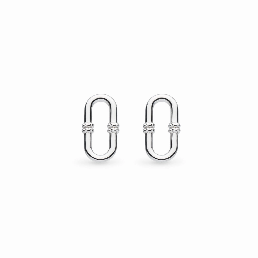 Silver Marina Rope Bar Link Stud Earrings