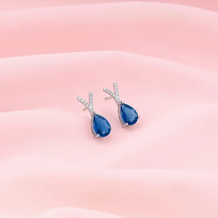Silver Midnight Blue Earrings