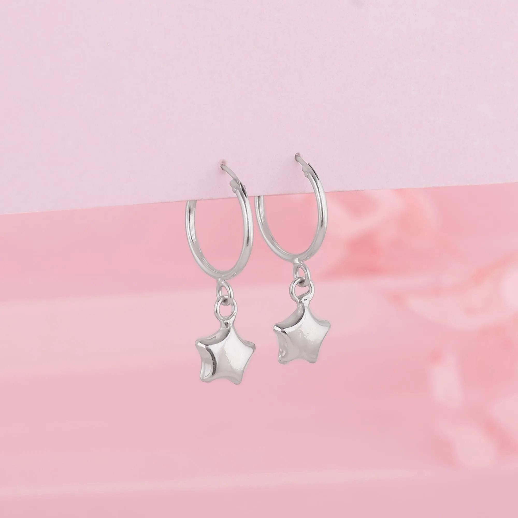 Silver Mini Star Hoop Earrings