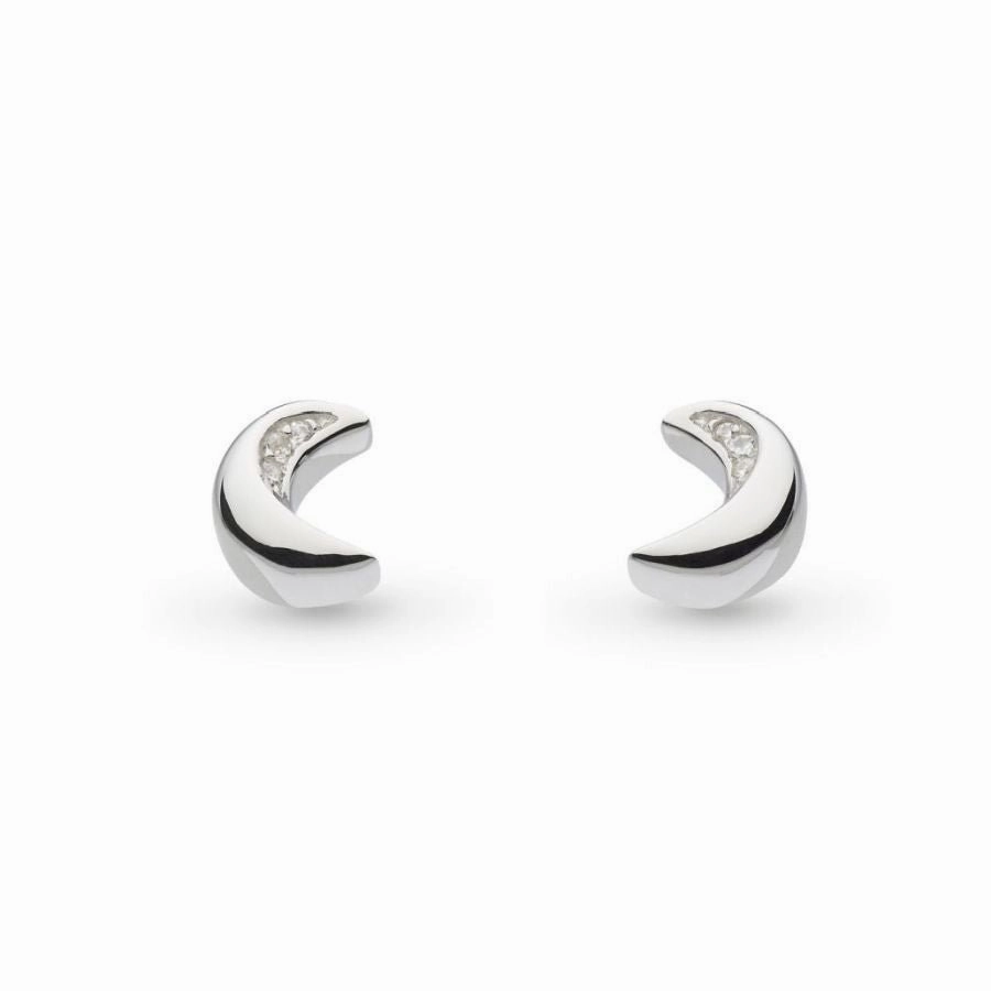 Silver Miniatures Moonlight Cubic Zirconia Pave Set Stud Earrings