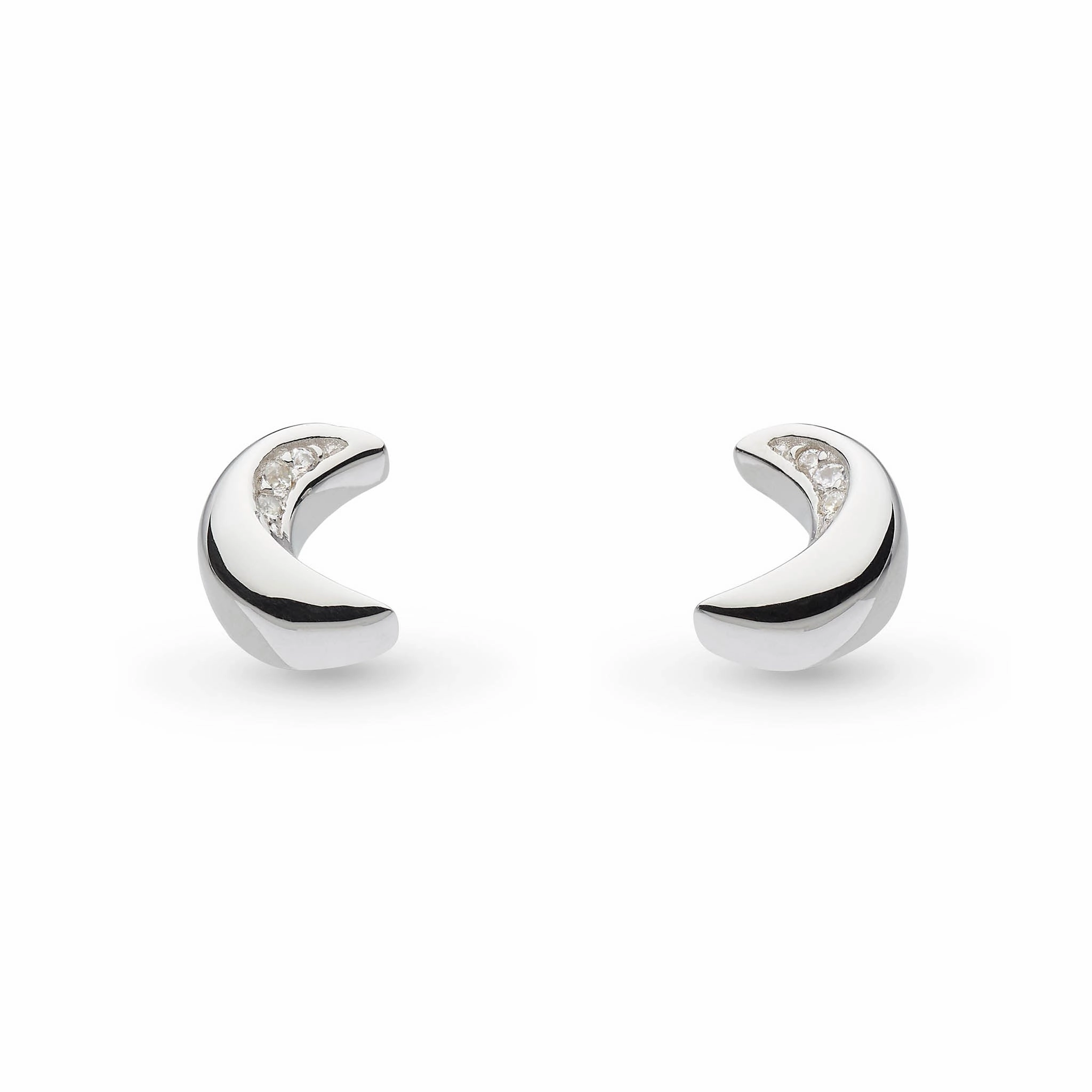 Silver Miniatures Moonlight Pave Cubic Zirconia Set Stud Earrings