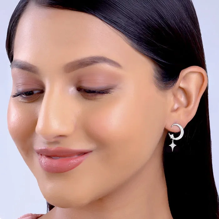 Silver Moon Dangler Earrings