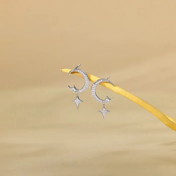 Silver Moon Dangler Earrings