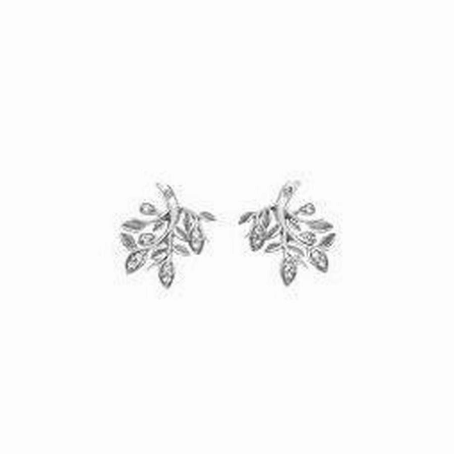 Silver Nurture White Topaz Set Stud Earrings