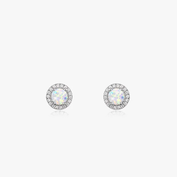 Silver Opal Moon Earrings