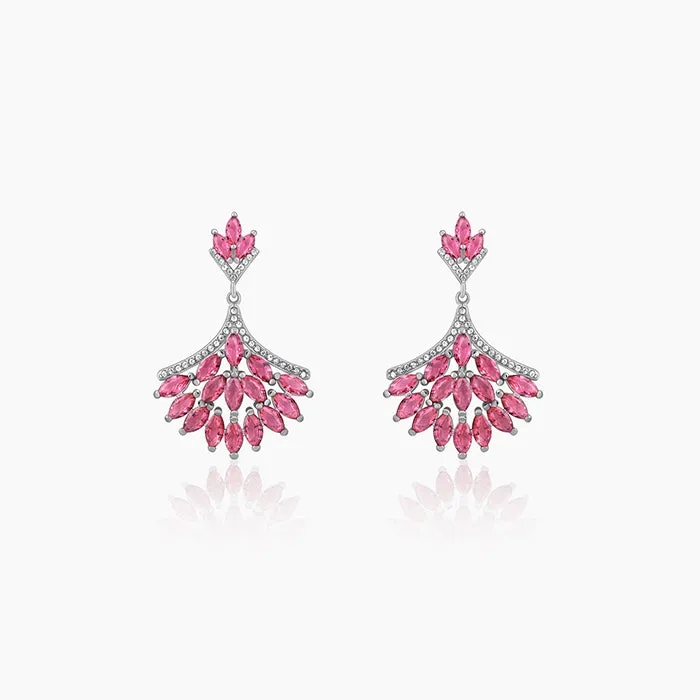 Silver Pink Floret Earrings