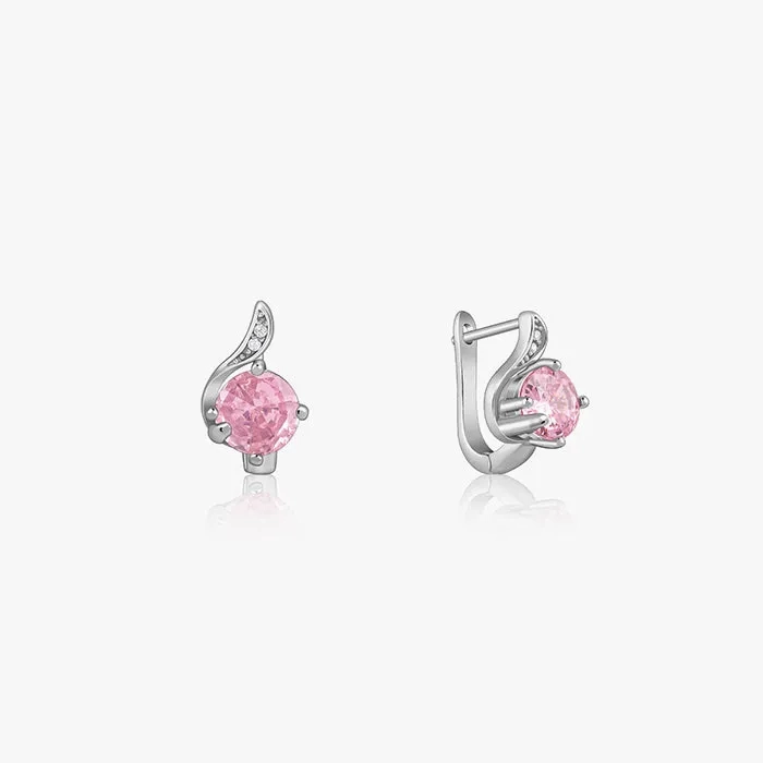 Silver Pink Shine Studs