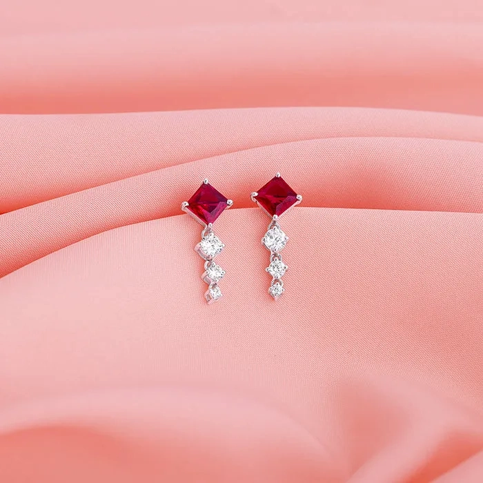 Silver Quad Heart Earrings