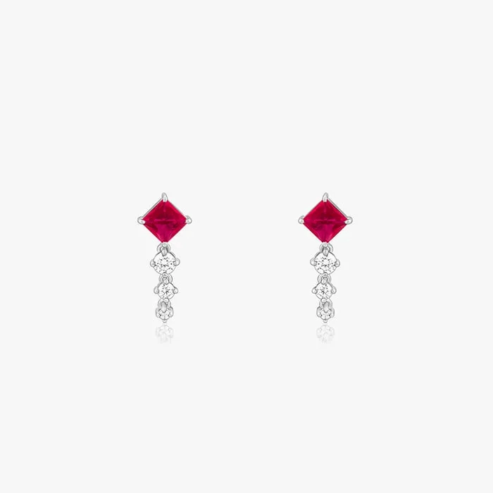 Silver Quad Heart Earrings