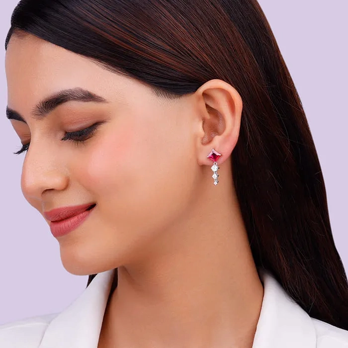 Silver Quad Heart Earrings