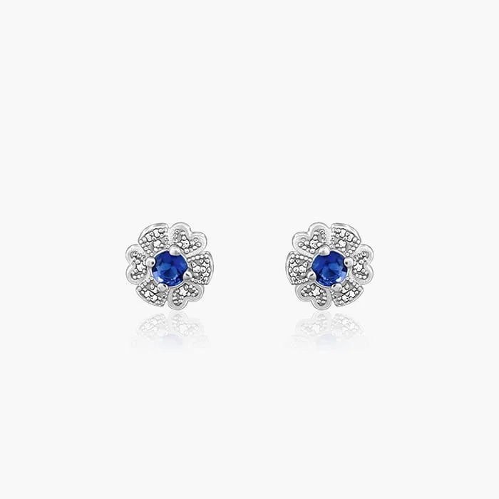 Silver Royal Blue Bloom Studs