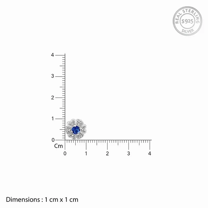 Silver Royal Blue Bloom Studs