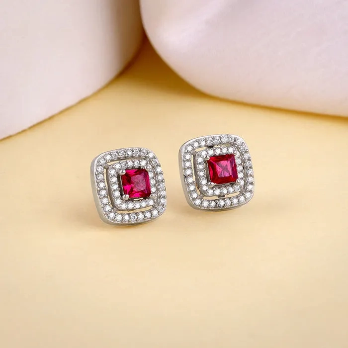 Silver Ruby Elegance Earrings