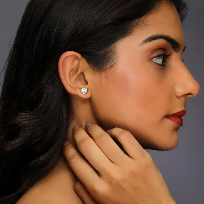 Silver Shape of Heart Earrings