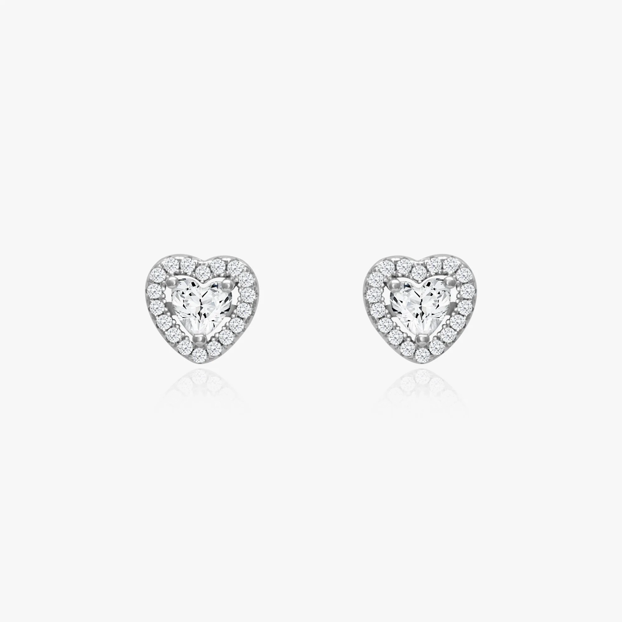 Silver Shimmer Heart Stud Earrings