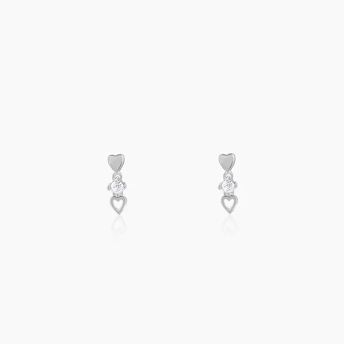 Silver Silly Heart Earrings
