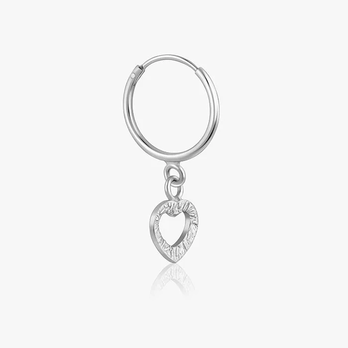 Silver Small Heart Drop Earrings