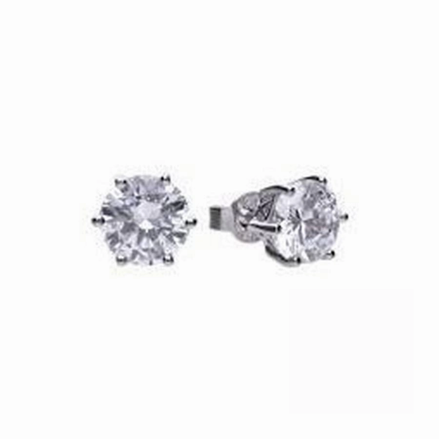 Silver Solitaire Stud Earrings
