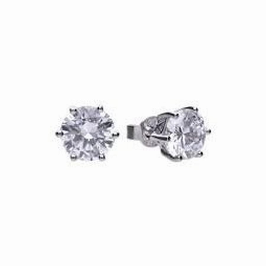 Silver Solitaire Stud Earrings