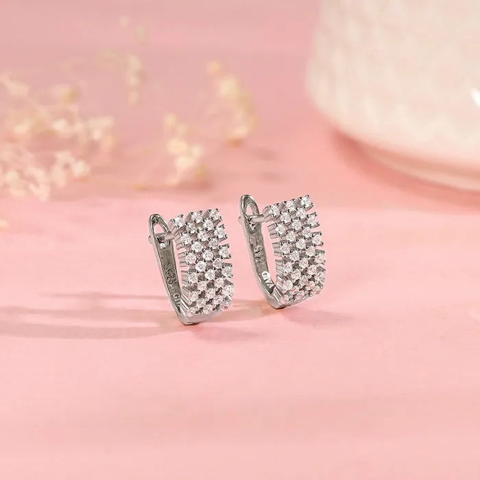 Silver Sparkling Shine Hoop Earrings