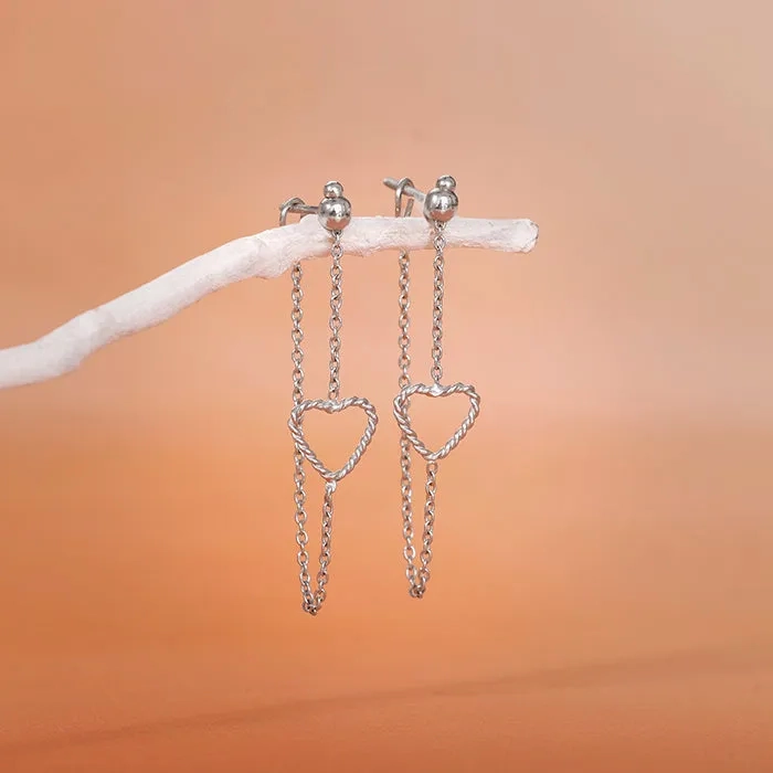 Silver Trendy Love Earrings