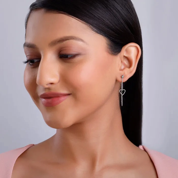 Silver Trendy Love Earrings