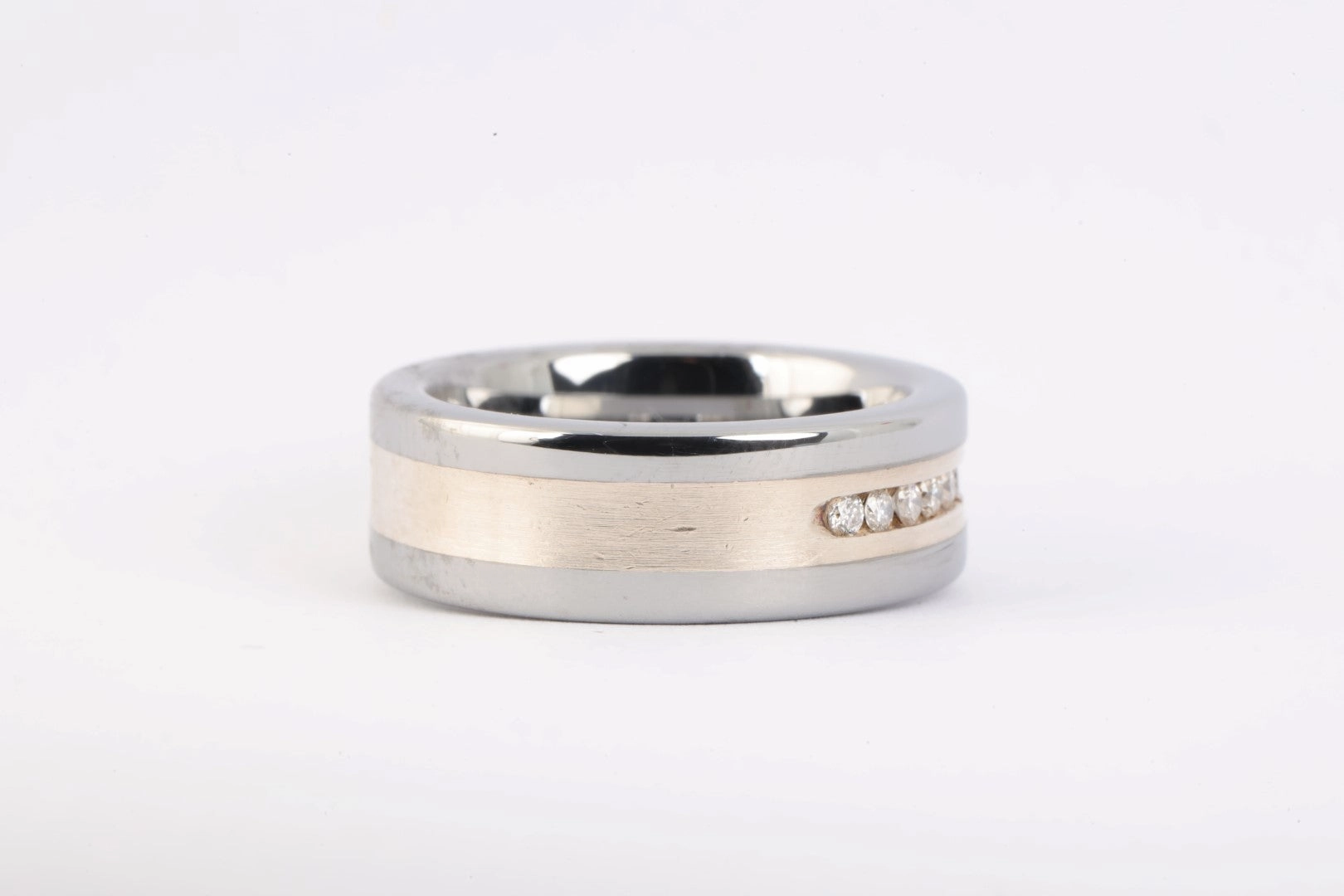 Silver Tungsten Men's 0.27tcw Diamond Wedding Band (18.3g)