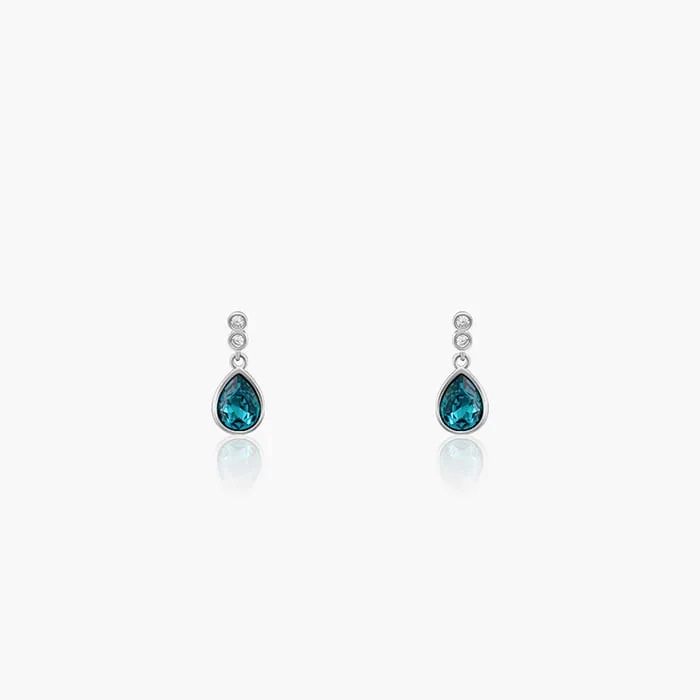 Silver Turquoise Blue Tear Drop Earrings