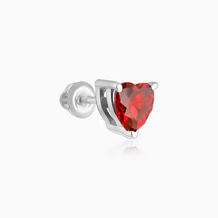 Silver Valentine Heart Stud Earrings