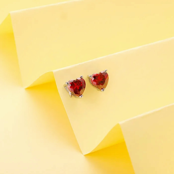 Silver Valentine Heart Stud Earrings
