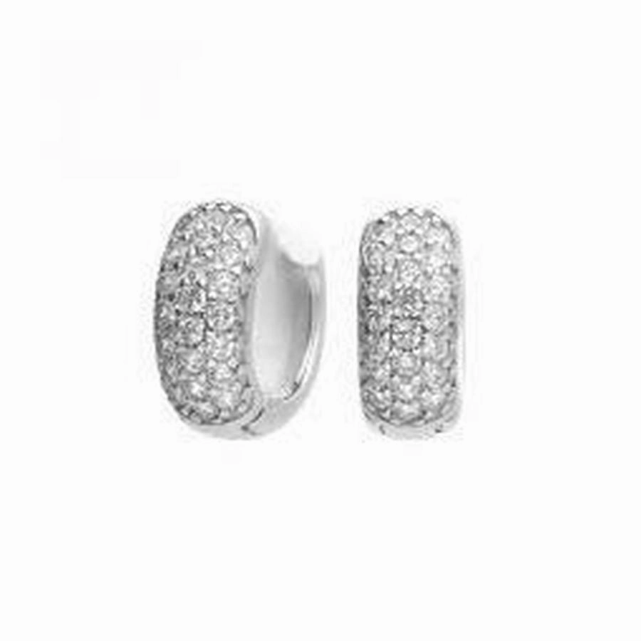 Silver Wdie Cz Huggie