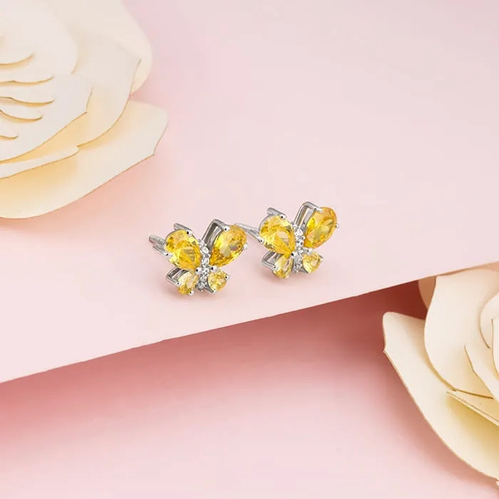 Silver Winged Bling Earrings