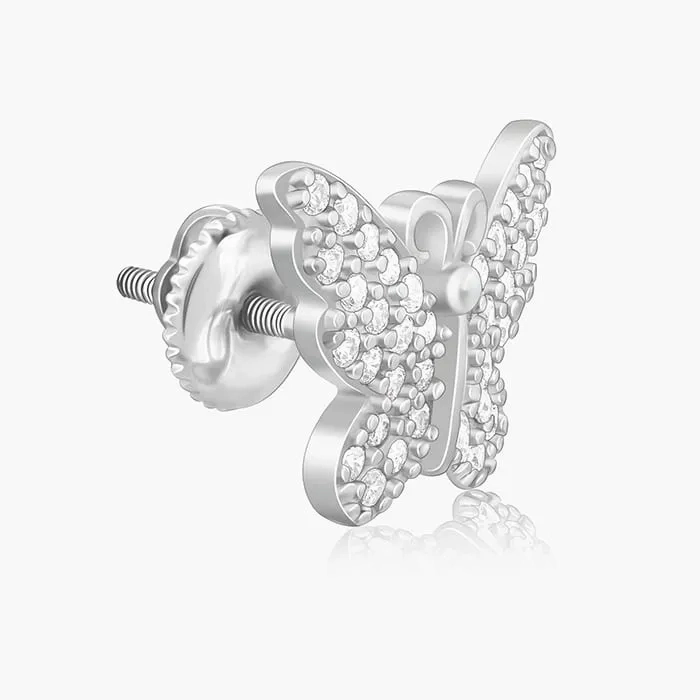 Silver Zircon Butterfly Studs