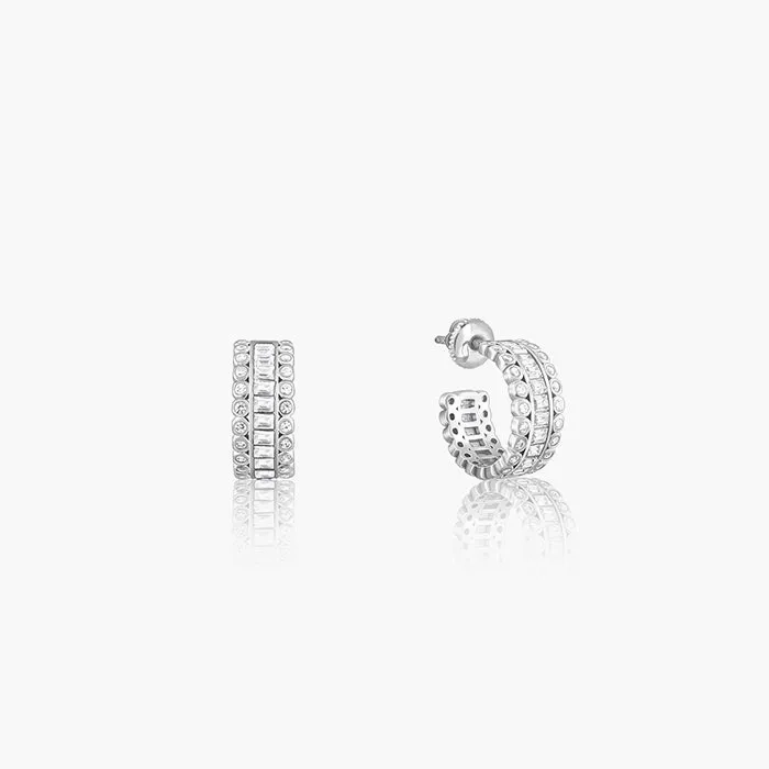 Silver Zircon Charm Earrings